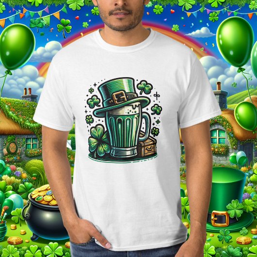 Groen Bier en Leprechaun Pet T-shirt