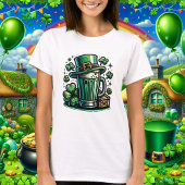 Groen Bier en Leprechaun Pet T-shirt