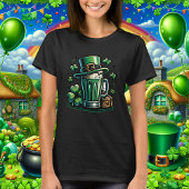 Groen Bier en Leprechaun Pet T-shirt