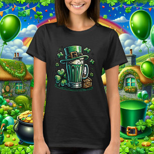 Groen Bier en Leprechaun Pet T-shirt