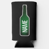 Groen bier fles silhouet op maat seltzer blikjeskoeler (Voorkant)
