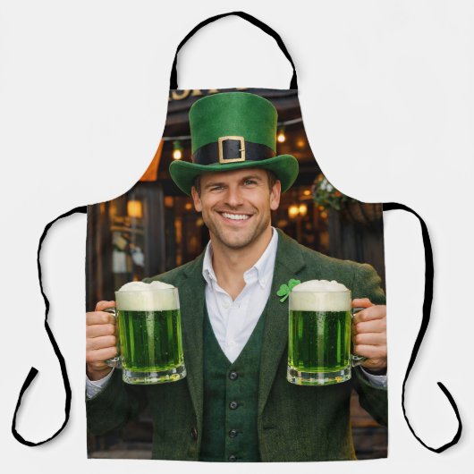 Groen Bier Iers All-Over Print Schort nummer 2 (Voorkant)
