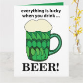 Groen bier Lucky St Patricks Day Groen bier Kaart (Gele Bloem)