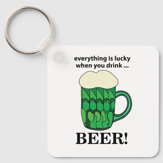 Groen bier Lucky St Patricks Day Groen bier Sleutelhanger (Voorkant)