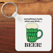 Groen bier Lucky St Patricks Day Groen bier Sleutelhanger (Voorkant)