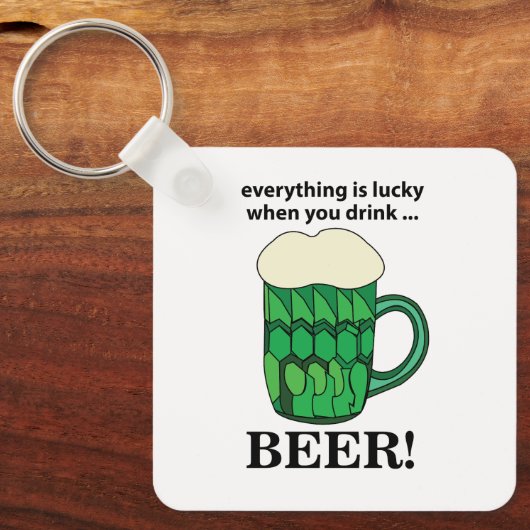 Groen bier Lucky St Patricks Day Groen bier Sleutelhanger (Voorkant)