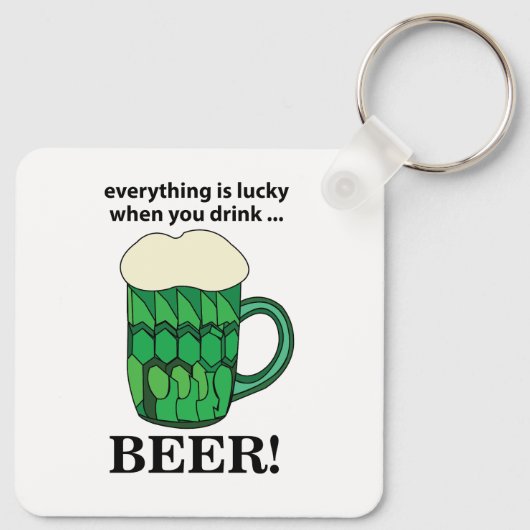 Groen bier Lucky St Patricks Day Groen bier Sleutelhanger (Achterkant)