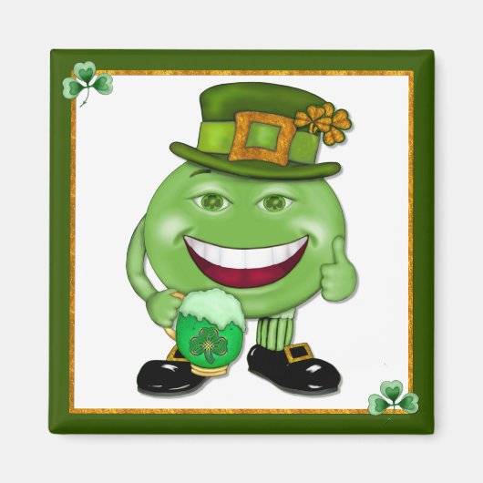 Groen Bier & Shamrocks 2 Magneet (Voorkant)