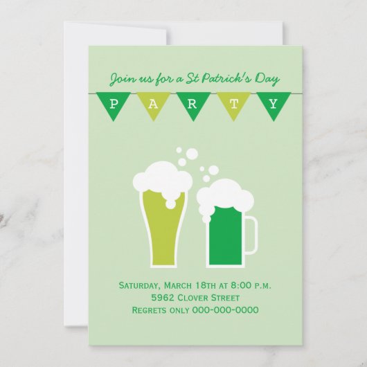 Groen Bier St Patrick's Day Party Kaart (Voorkant)