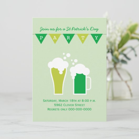 Groen Bier St Patrick's Day Party Kaart (Staand voorkant)