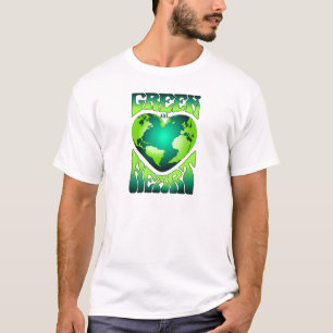 GROEN BIJ HART Eco Milieuvriendelijke Retro T-shirt