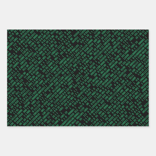 Groen Binair Numeriek Systeem Inpakpapier Vel (Voorkant 3)
