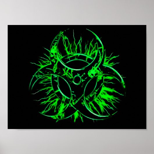 Groen biogevaarlijk symbool voor toxische uitvalwa poster (Voorkant)