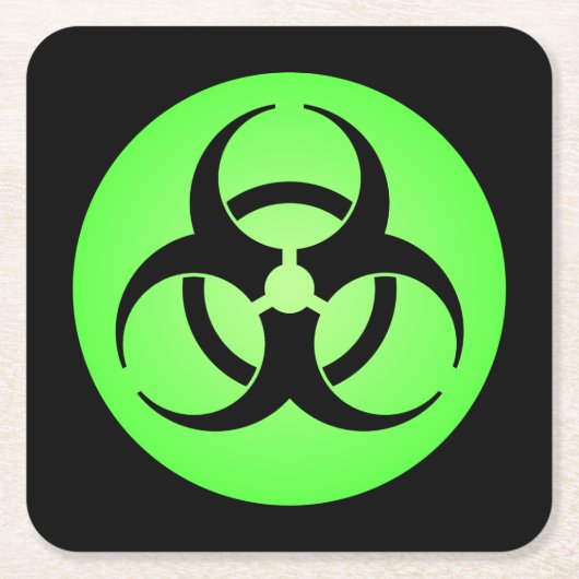 Groen biogevaarsymbool kartonnen onderzetters (Voorkant)