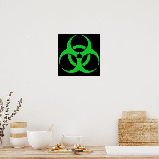 Groen biogevaarsymbool poster (Keuken)