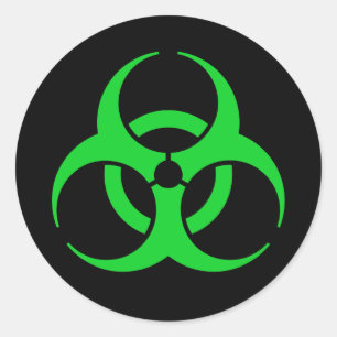 Groen biogevaarsymbool ronde sticker
