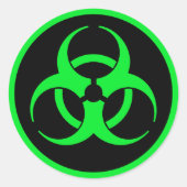 Groen biogevaarsymbool ronde sticker (Voorkant)