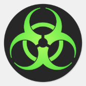 Groen biogevaarsymbool ronde sticker (Voorkant)