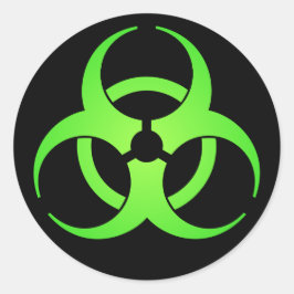 Groen biogevaarsymbool ronde sticker