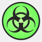 Groen biogevaarsymbool ronde sticker (Voorkant)