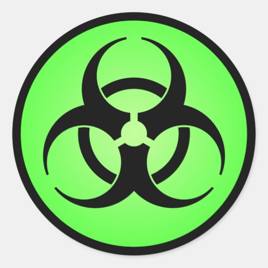 Groen biogevaarsymbool ronde sticker (Voorkant)