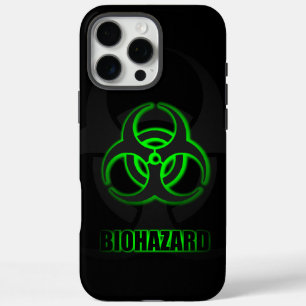 Groen biogevaarsymbool voor gloeien iPhone 16 pro max hoesje