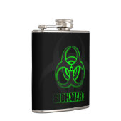 Groen biogevaarsymbool voor gloeien heupfles (Rechts)