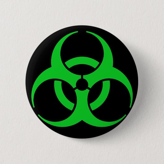 Groen biohazard-symbool ronde button 5,7 cm (Voorkant)