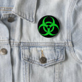 Groen biohazard-symbool ronde button 5,7 cm (In situ)