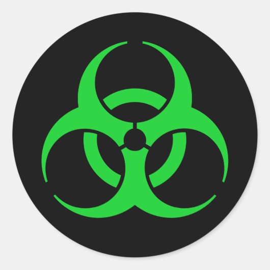 Groen biohazard-symbool ronde sticker (Voorkant)