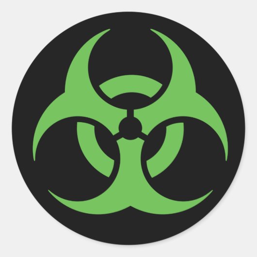 Groen biohazard symbool. ronde sticker (Voorkant)
