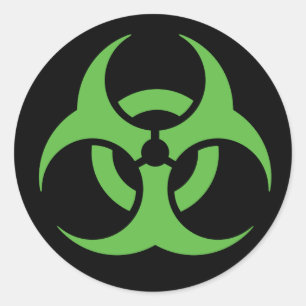 Groen biohazard symbool. ronde sticker