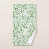 Groen biologisch patroon bad handdoek (Handdoek)