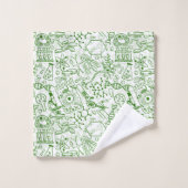 Groen biologisch patroon bad handdoek (Wasdoekje)