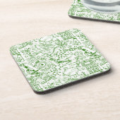 Groen biologisch patroon bier onderzetter (Linkerzijde)
