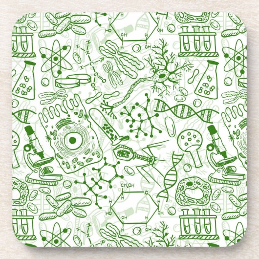Groen biologisch patroon bier onderzetter (Voorkant)