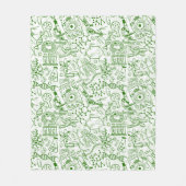 Groen biologisch patroon fleece deken (Voorkant)