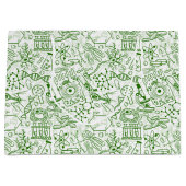 Groen biologisch patroon groot cadeauzakje (Voorkant)