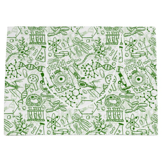 Groen biologisch patroon groot cadeauzakje (Voorkant)