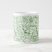 Groen biologisch patroon grote koffiekop (Voorkant)