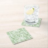 Groen biologisch patroon kartonnen onderzetters (Insitu)