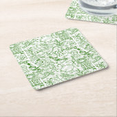 Groen biologisch patroon kartonnen onderzetters (Schuin)