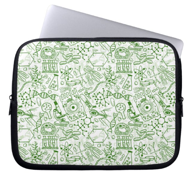 Groen biologisch patroon laptop sleeve (Voorkant)