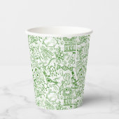 Groen biologisch patroon papieren bekers (Voorkant)
