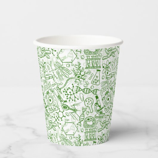 Groen biologisch patroon papieren bekers (Voorkant)