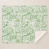 Groen biologisch patroon sherpa deken (Voorkant (horizontaal))