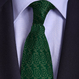 Groen Bitcoin-symboolcontourpatroon Stropdas