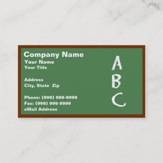 Groen Blackboard met ABC's Visitekaartje (Voorkant)