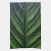 Groen blad, bananenblad, gestreept, gevouwen theedoek (Verticaal)