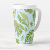 Groen blad Blauw van kleur. bladpatroon Latte Mok (Rechterhoek)